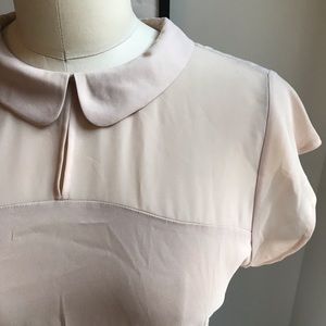 Blush Silky Blouse with Peter Pan Collar